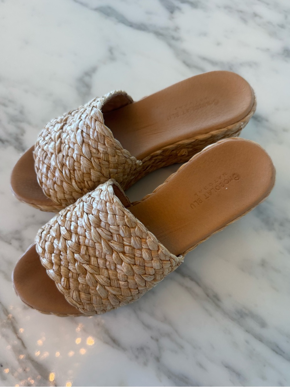 Braided Espadrille Slide Sandals in Natural Tan